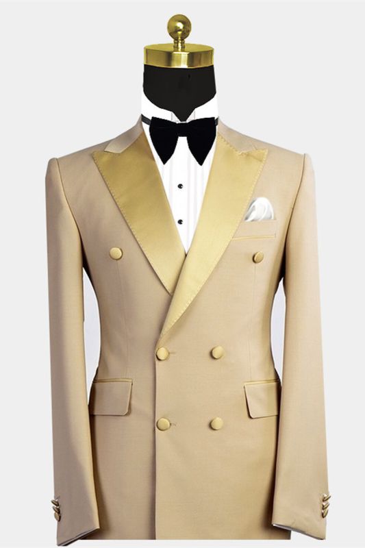 Reed Gold Point Lapel Double Breasted Custom Men Prom Suit