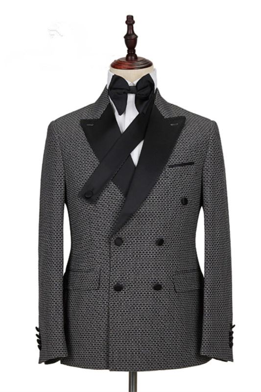 Grant Black Check Lapel Double Breasted Men Suit