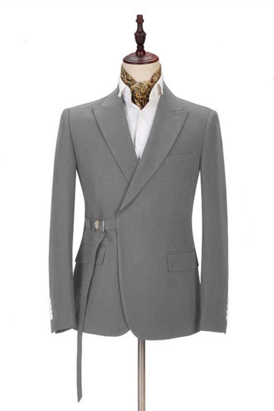 Elegant Dark Gray Men Formal Suit | Buckle Button Suit For Groomsmen