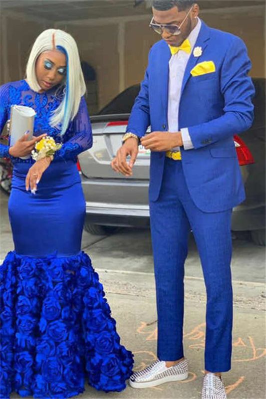 Simple Royal Blue Men Suit | Notched Lapel Slim Prom Suit