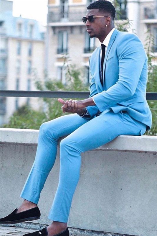 Guillermo Custom Men Blue Slim Fit Two Piece Prom Costume