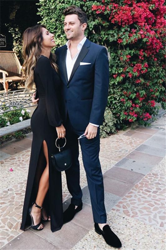 Navy Prom Suit | Notched Lapel Slim Fit Men Suit