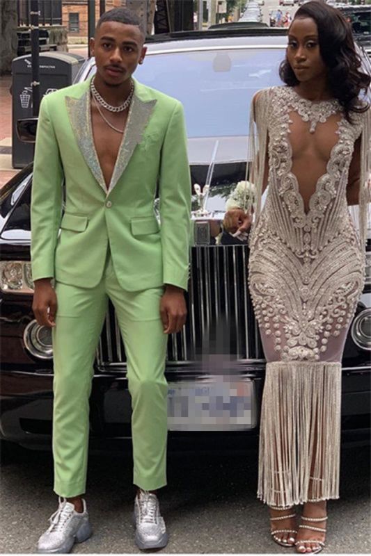 Fashion Jade Point Lapel Men Suit | Two Piece Prom Slim Fit Suit