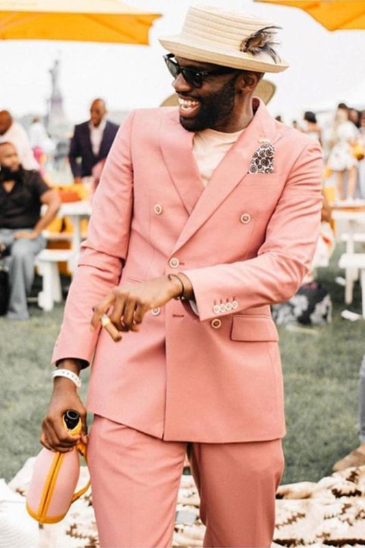 Ronan Fashion Double Breasted Point Lapel Prom Men Suit