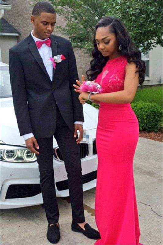 Men Black Simple Prom Suit |  Notched Lapel Two-Piece Handsome Men Suit