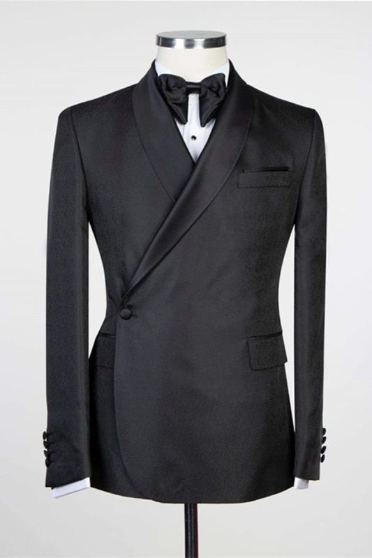 Douglas Simple Black Fashion Shawl Lapel Men Wedding Suit