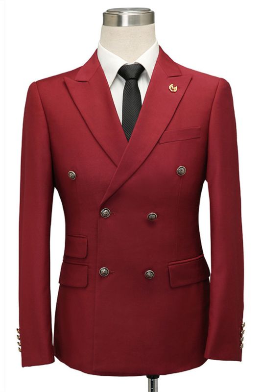 Asher Red Double Breasted Point Lapel Slim Fit Men Suit