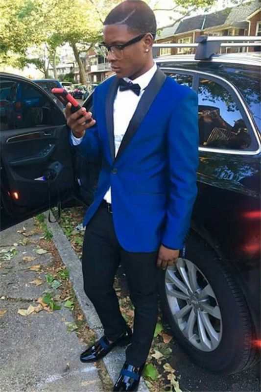 Handsome Royal Blue Men Suit | One Button Shawl Lapel Prom Costume