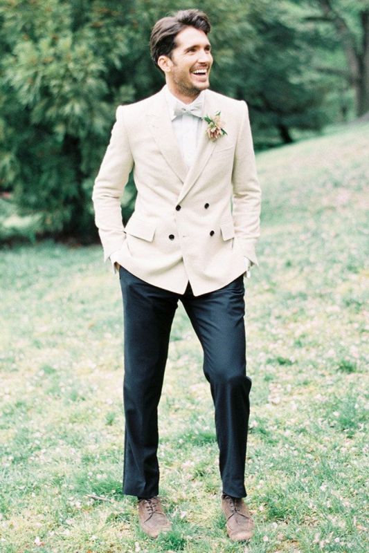 Groom Ivory Wedding Suit |  Two Piece Groomsmen Suit Groom