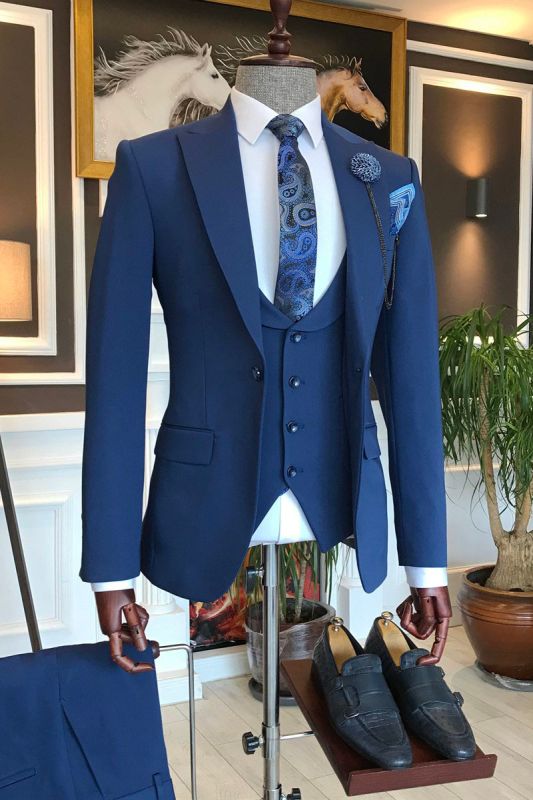 Barnett Formal Blue Three Piece Slim Fit Men Business Suit