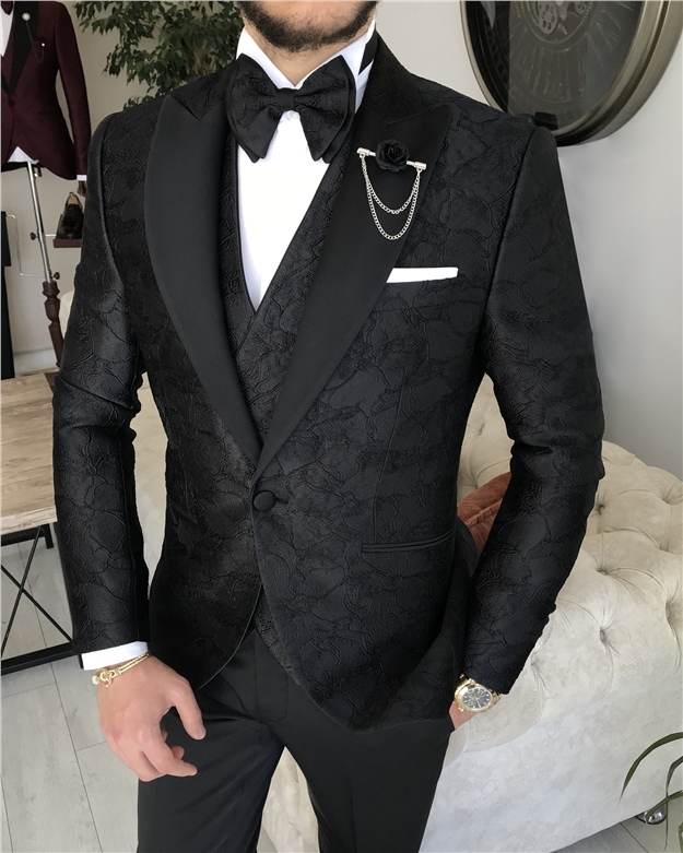 Black Jacket Vest Trousers Groom Set｜Wedding Three Piece Suit