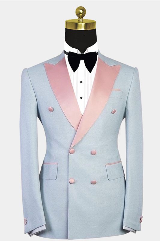 Colten Handsome Double Breasted Contrast Color Men Suit Pointed Lapel