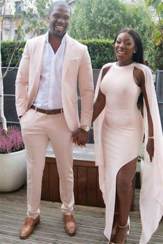 Daniel Pink Men Slim Prom Party Suit Two Piece