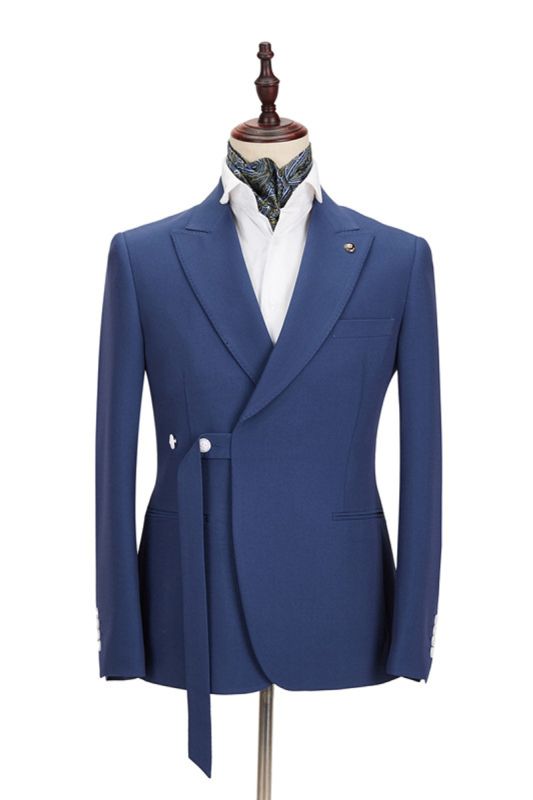 Kayden  Dark Blue Pointed Lapel Slim Fit Men Business Suit