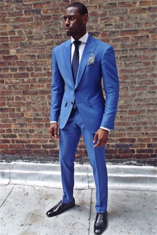 Royal Blue Two Piece Men Suit |  Point Lapel Prom Suit