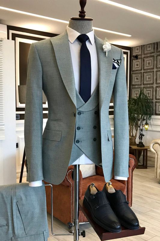 Henry Stylish Grey Three Piece Point Lapel Men Business Suit