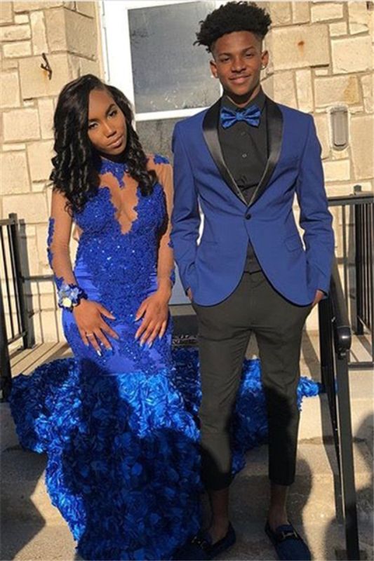 Royal Blue Shawl Lapel Prom Suit Online | Two Piece One Button Tuxedo For Men