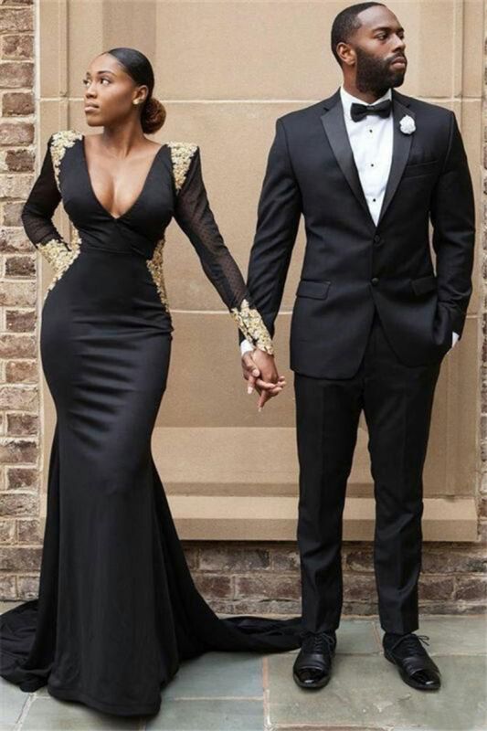 Gavin Black Slim Fit Two-Piece Prom Suit For Men