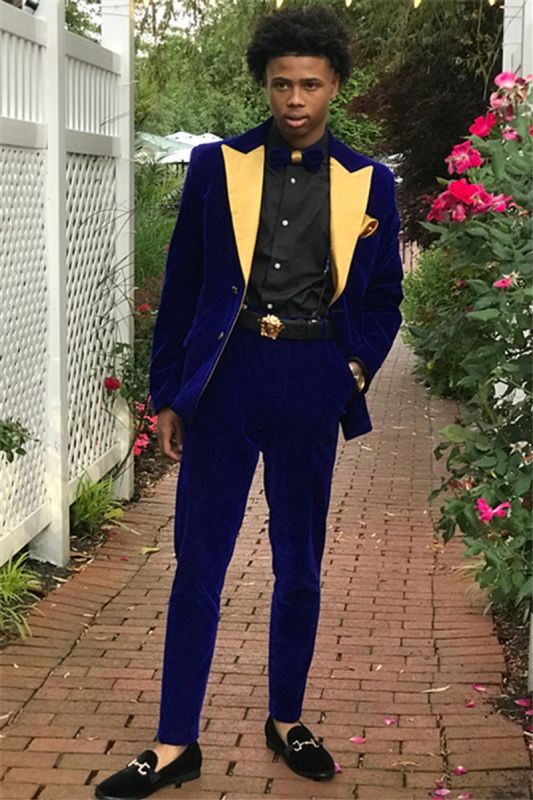 Royal Blue Slim Fit Velvet Men Suit | 2 Prom Party Outfits