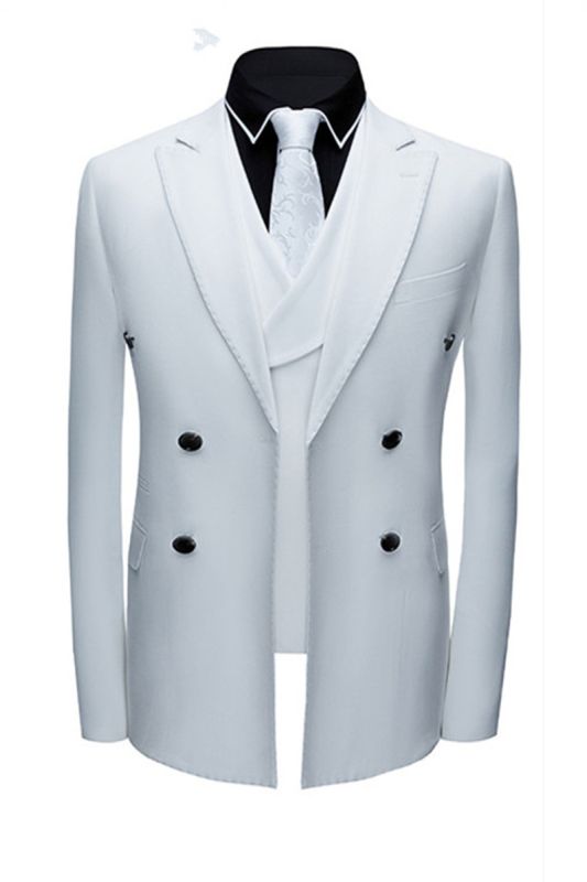 Formal White Business Men Suit Three Piece |  Point Collar Suit Online