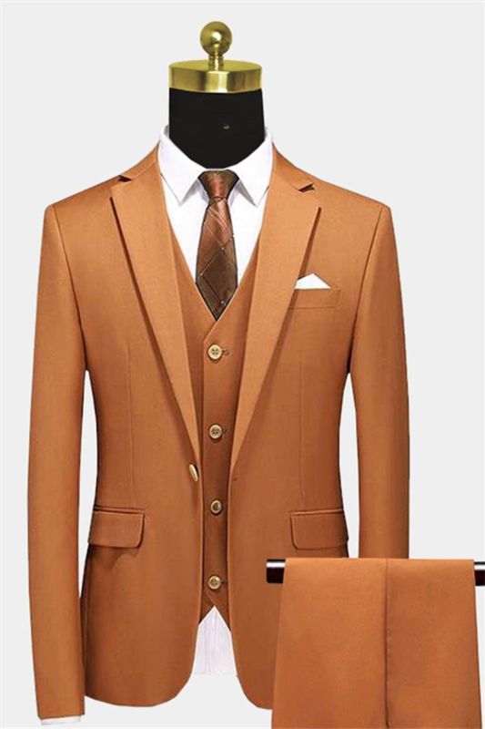 Classic Burnt Orange Men Suit Three Piece | Suits For Sale At