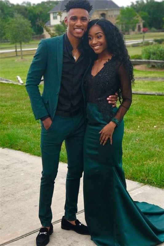 Dark Green Two Piece Notch Lapel Fashion Prom Suit Online