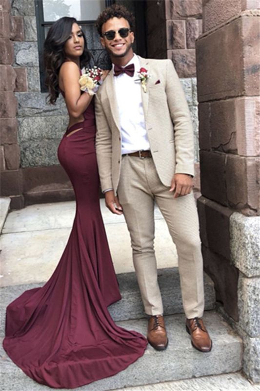 Offwhite Plaid Men Suit For Prom