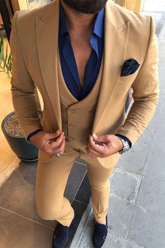 Alijah Fashion Point Lapel Three Piece Business Men Suit