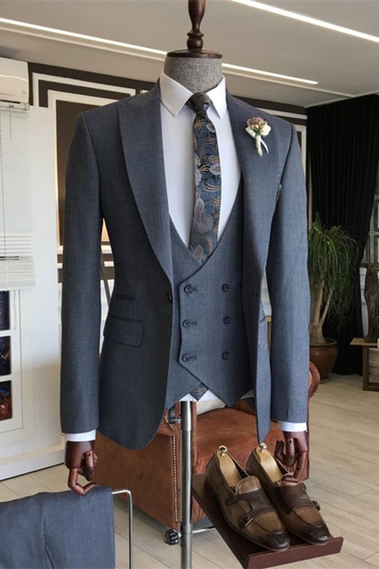 Abram Dark Grey Stylish Three Pieces Handsome Men Suits