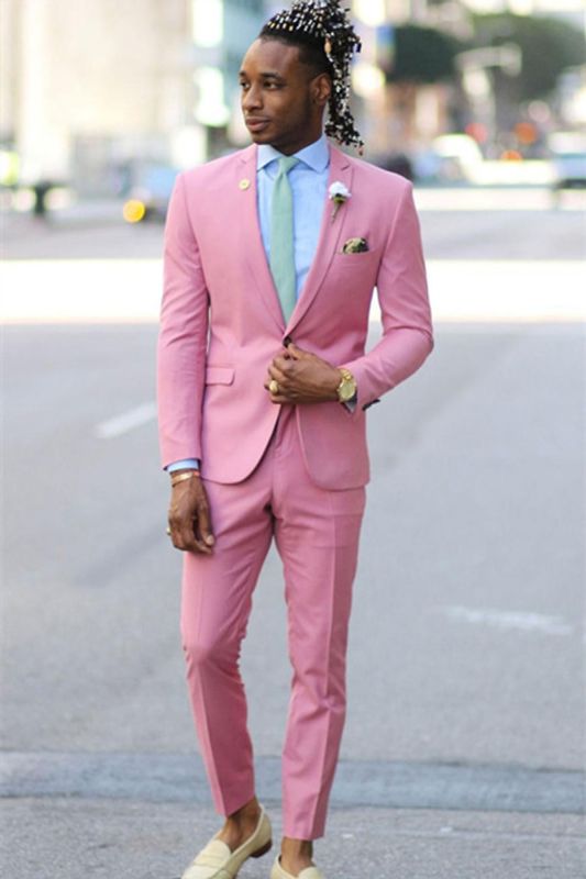 San Diego Fashion Pink Two Piece Men Notch Lapel Prom Costume