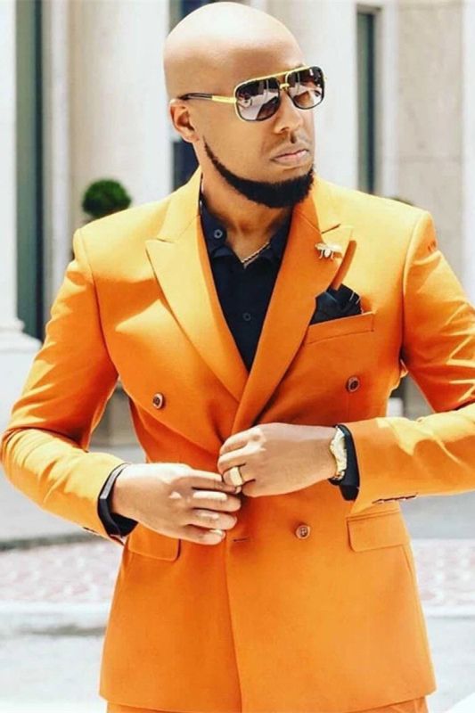 Noel Orange Point Lapel Slim Fit Sleek Prom Men Suit