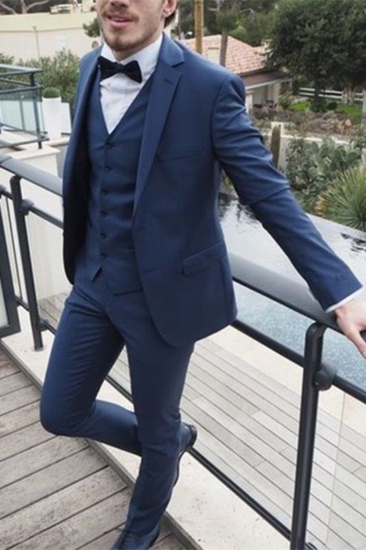 Quinton Dark Navy Three Piece Notched Lapel Business Suit
