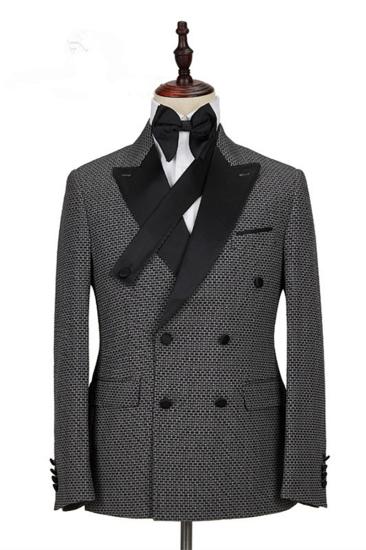 Grant Black Check Lapel Double Breasted Men Suit