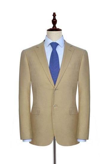 Khaki Lined Men Suit With Notched Lapel |  Two Button Flap Pocket Casual Suit