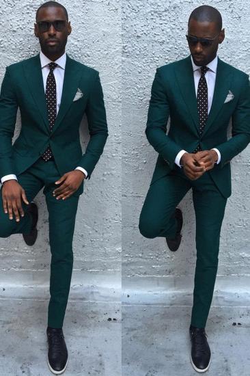 Hunter Dark Green Slim Fit Men Business Suit | New Arrival Spire Laple Prom Suit_3