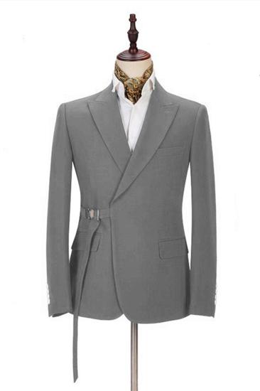 Elegant Dark Gray Men Formal Suit | Buckle Button Suit For Groomsmen