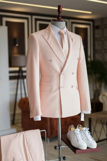 Jeremy Fashion Pink Point Lapel Double Breasted Men Custom Prom Suit_1