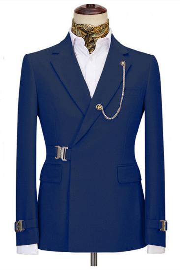 Stylish Navy Blue Notched Lapel Two Pieces Business Men Suit