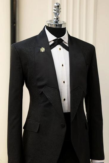 Jam Black Peaked Lapel Bespoke Two Pieces Prom Suits_4