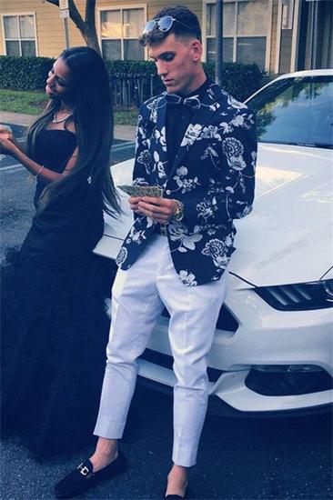 New Men Printed Two Piece Notched Lapel Prom Suit