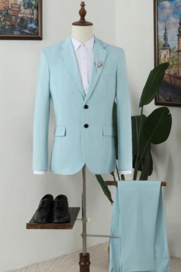 Gentleman Chic Light Blue Notched Lapel Bespoke Prom Men Suits