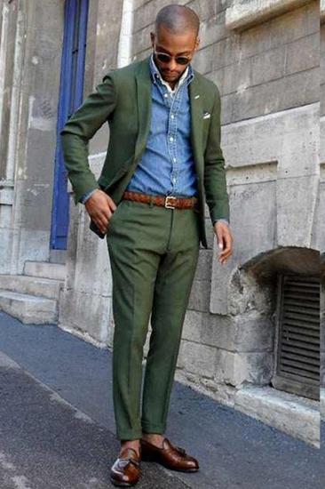 Talon Dark Green Pointed Lapel Slim Fit Men Suit_2