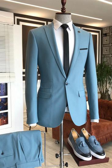 Franklin Sky Blue Pointed Lapel 3 Flaps Men Prom Costume_2