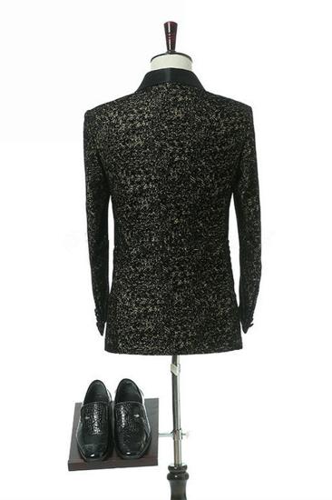 Garrett Black Slim Shawl Lapel Double Breasted Wedding Groom Suit_2