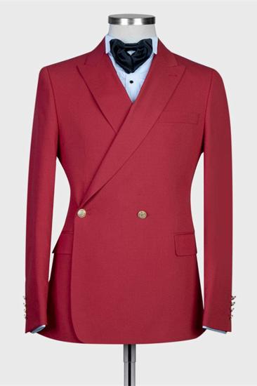 Izaiah Stylish Red Pointed Lapel Slim Fit Men Prom Suit_1