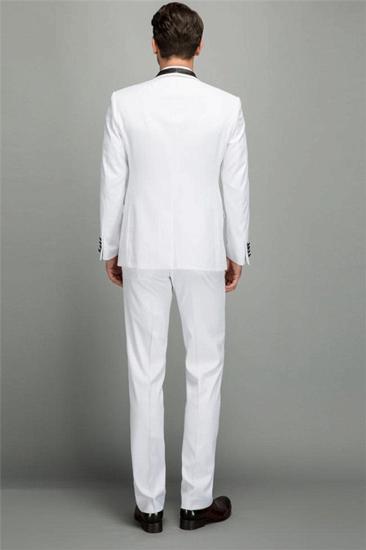 Elegant Men Two Piece Groom Suit | Slim Shawl White Tuxedo_2