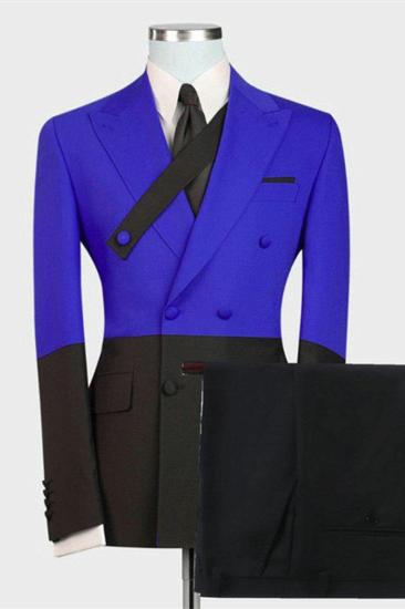 Ezekiel Royal Blue Double Breasted Point Lapel Prom Men Suit Online_2