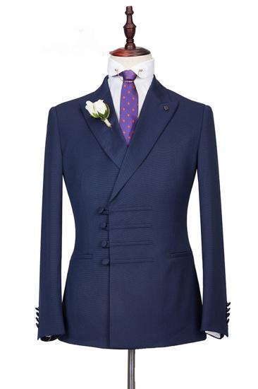 Roman Deep Navy Point Lapel Buckle Best Fit Men Formal_1