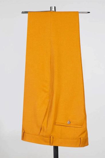 Stylish Orange Peaked Lapel with Two-layer Satin Double Breasted Men's Suit_4