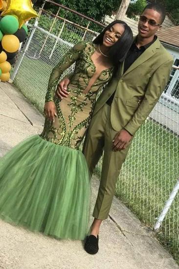 Lime Green Two-Piece Slim Fit Handsome Prom Costume_3